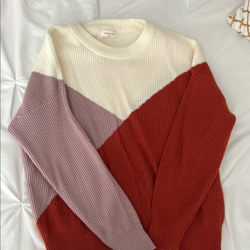 Sophie Rue Red and Cream Crew Neck Sweater